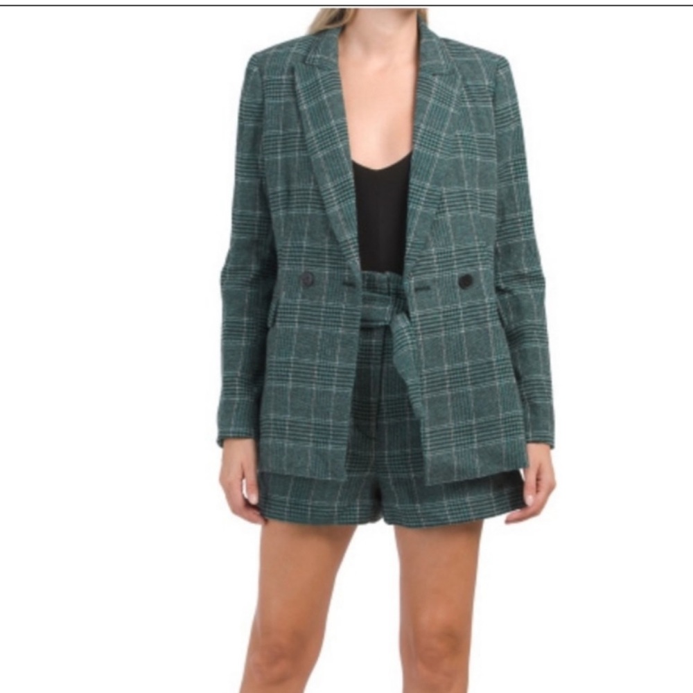 House of Harlow plaid high rise shorts and blazer set. NWOT